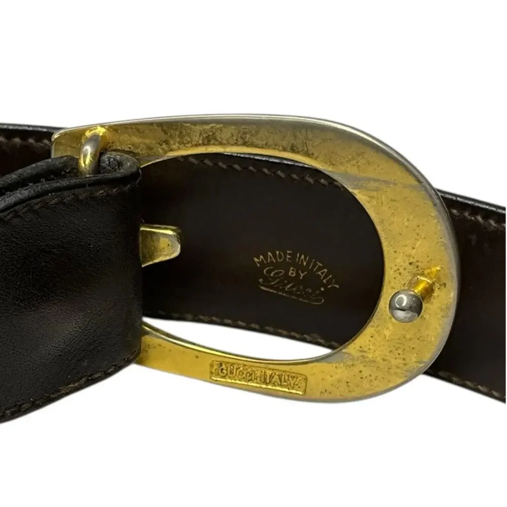 972. Gucci Gold G Leather Belt - Picture 3 of 6
